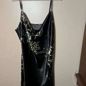 Sleek Black Floral Chemise